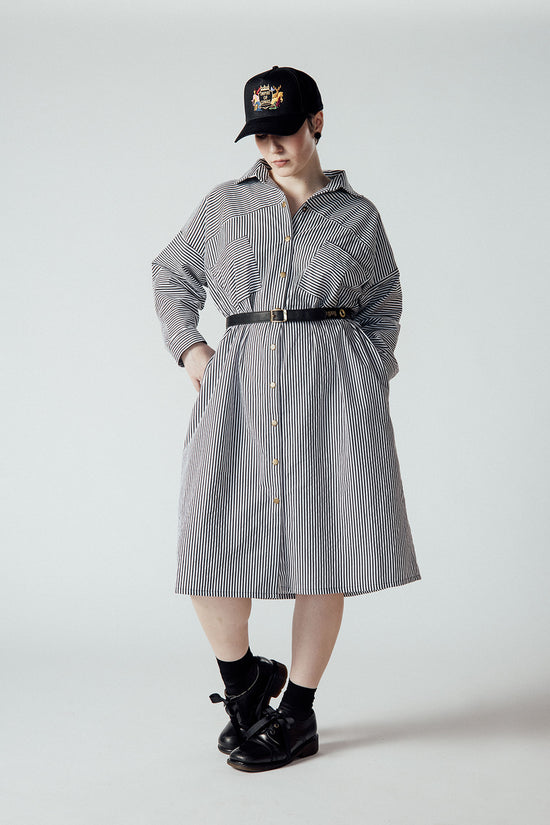 Image Title Striped Shirt Dress